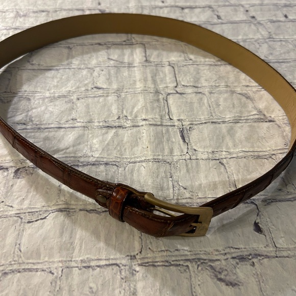 VEARI CROCODILE GENUINE LEATHER BROWN MENS BELT WITH GOLD TONE BUCKLE SIZE 36 - Picture 6 of 11